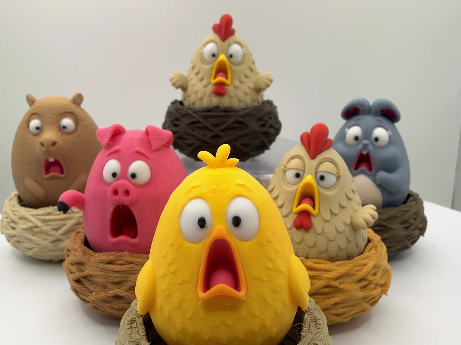 All six Nest Clickers together, with the Duck at the front